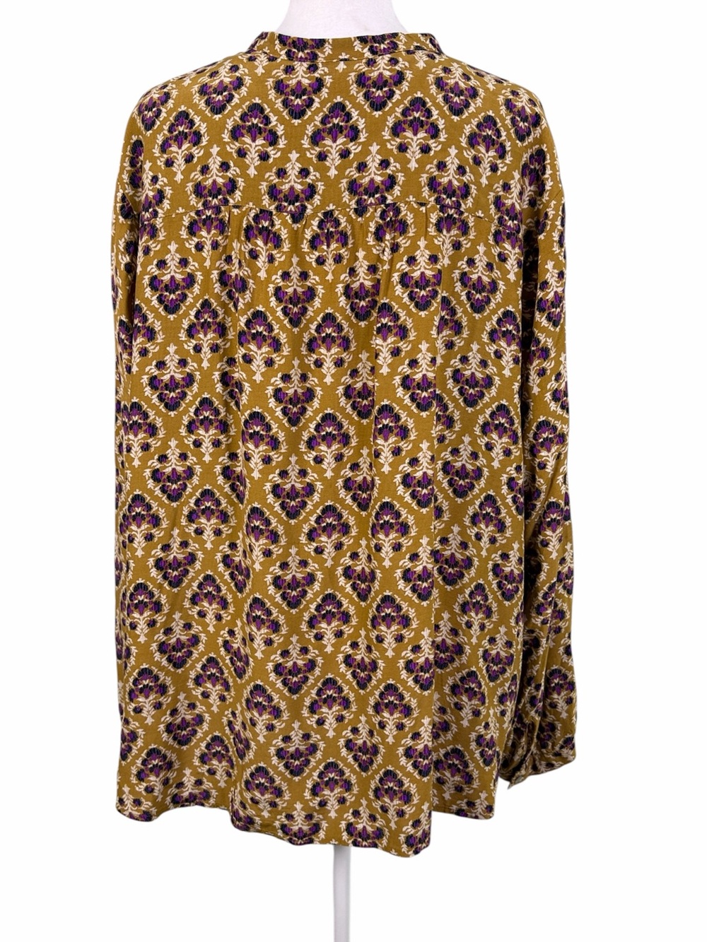 J.Jill Mustard Purple Floral Rayon Button Tunic Estimated XL - Picture 3 of 12
